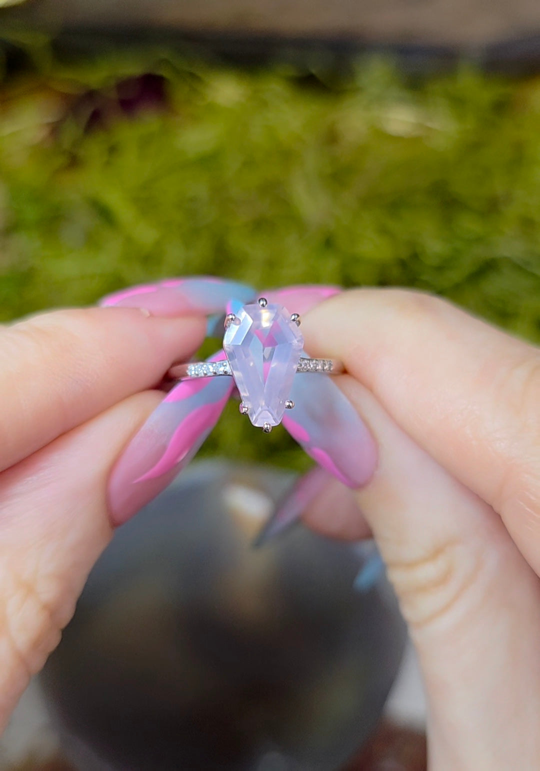 Rose Quartz Coffin Ring