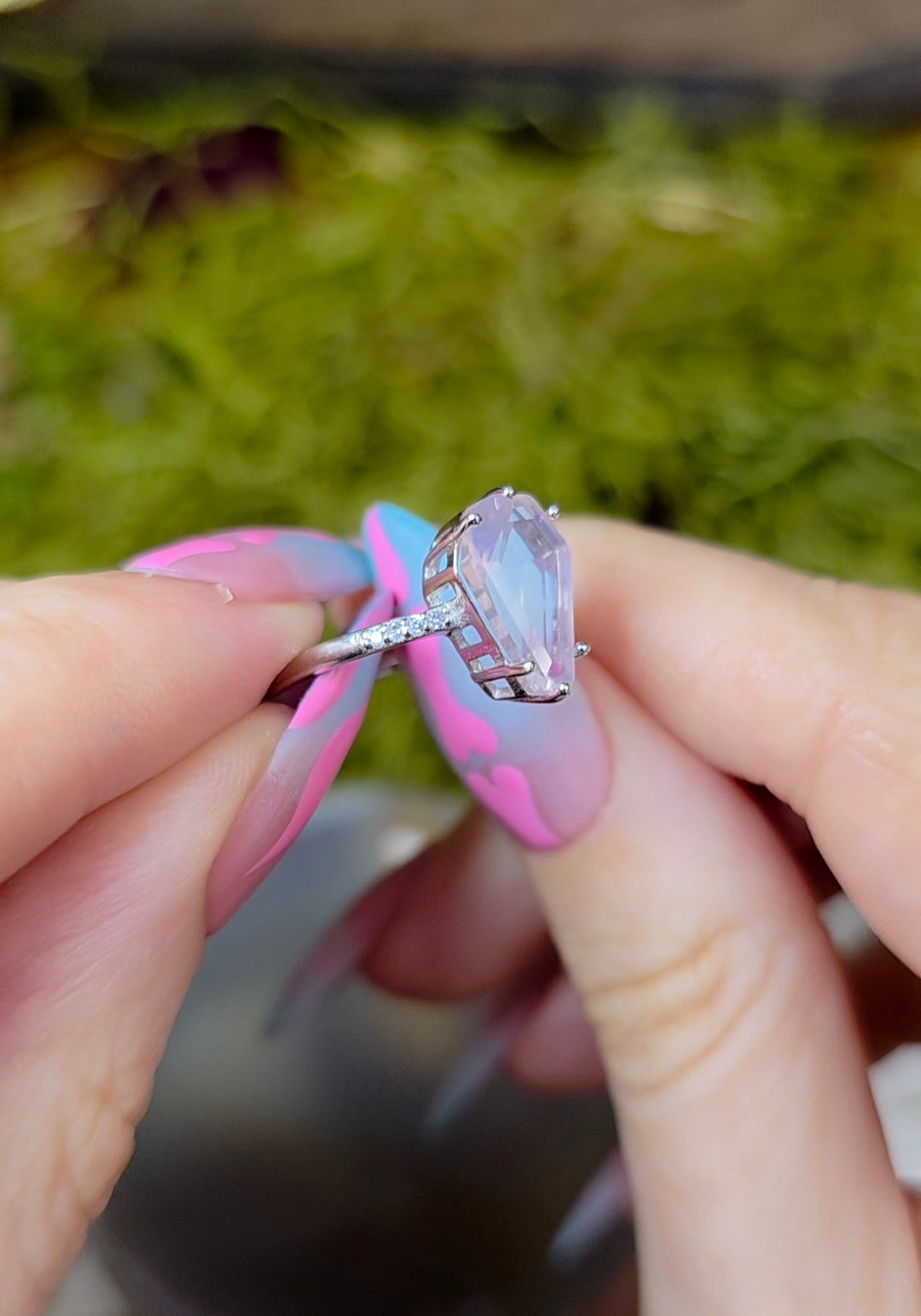 Rose Quartz Coffin Ring