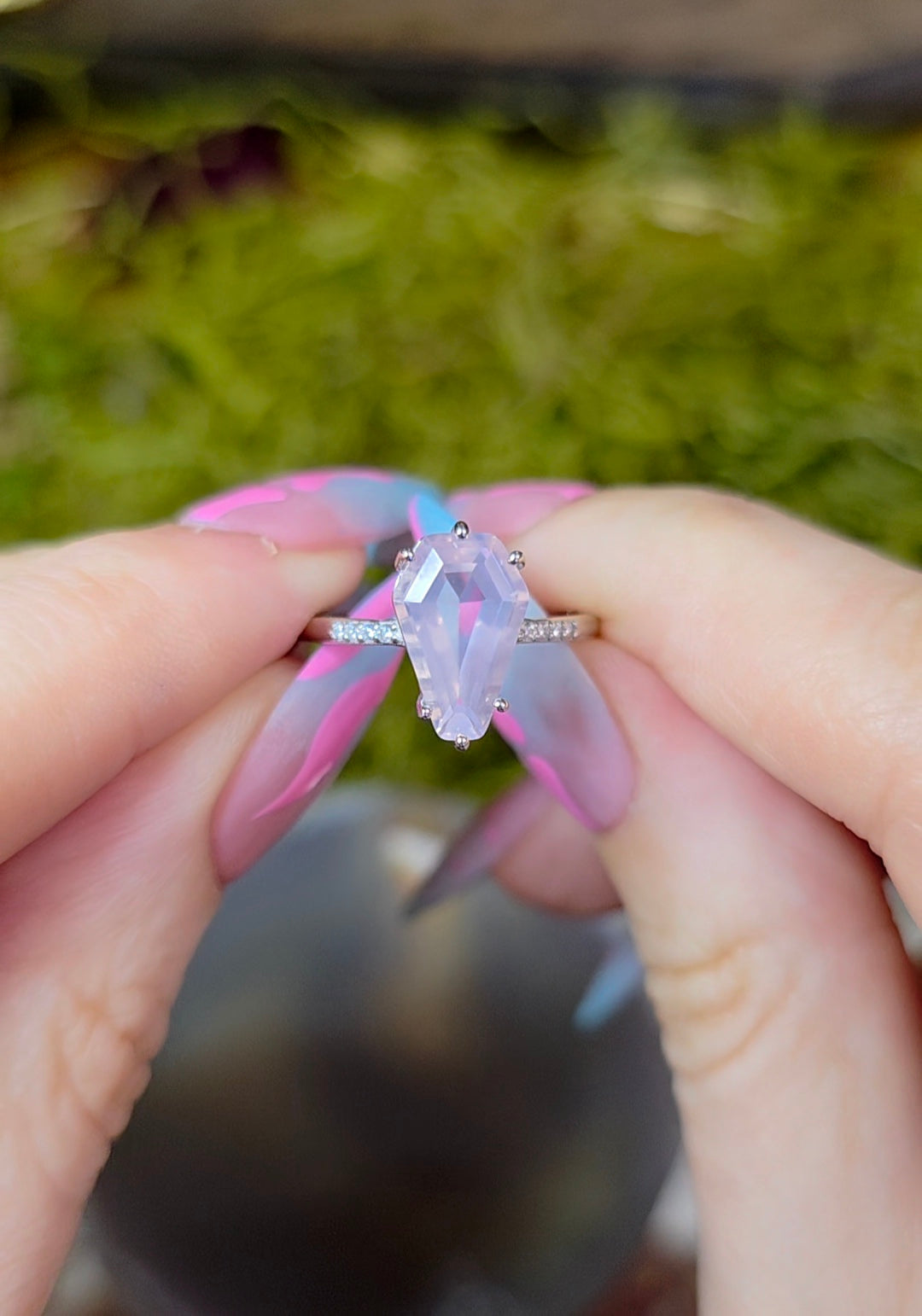 Rose Quartz Coffin Ring