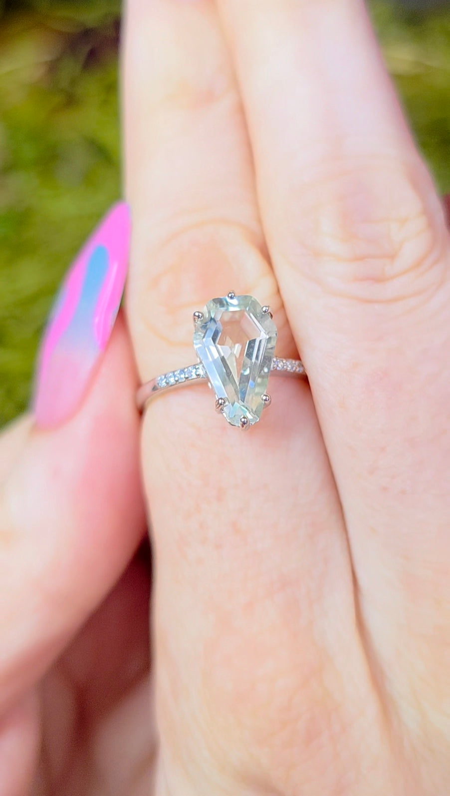 Prasiolite Coffin Ring