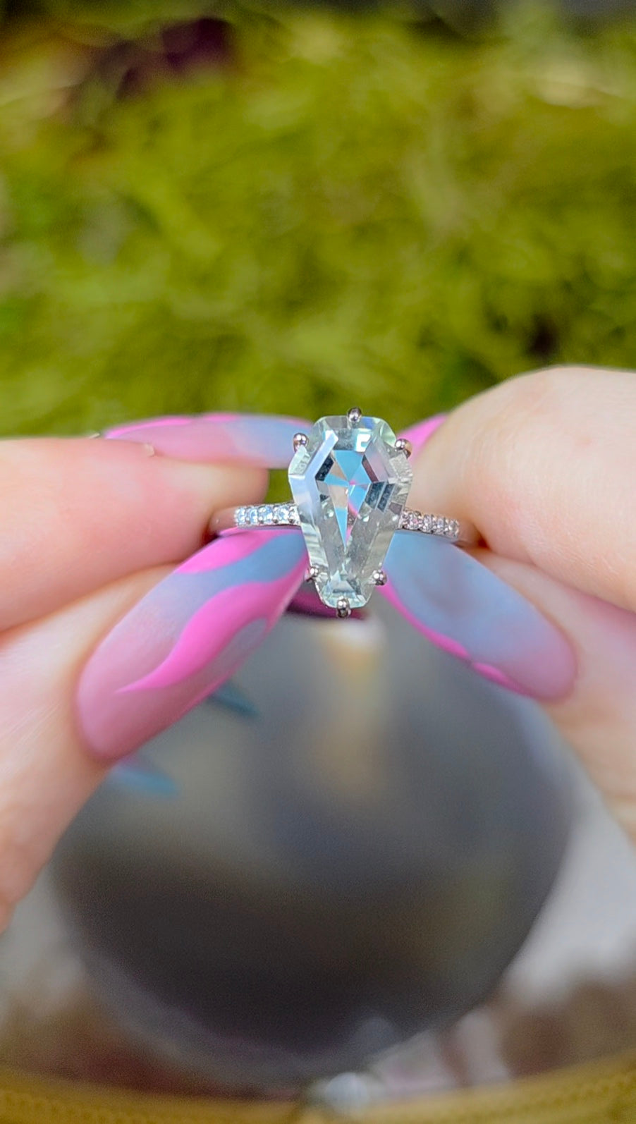 Prasiolite Coffin Ring