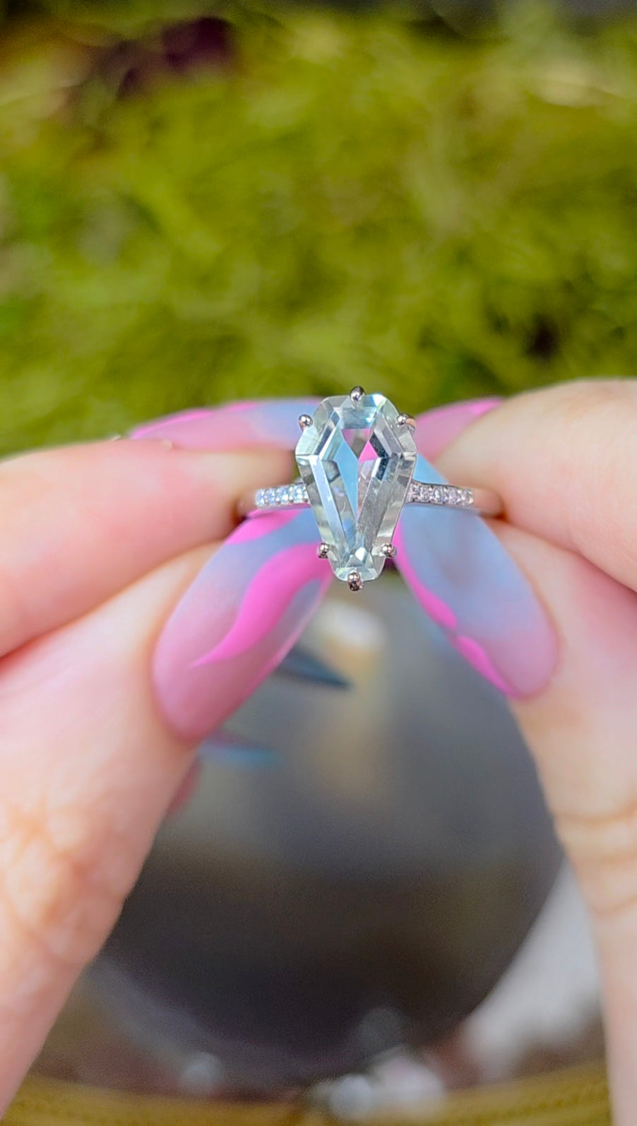Prasiolite Coffin Ring