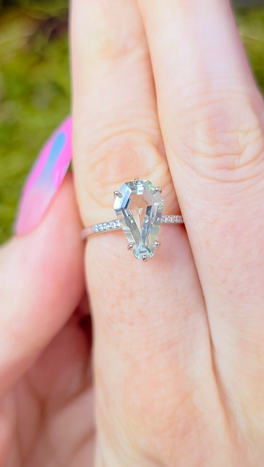 Prasiolite Coffin Ring