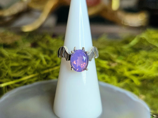 Lavender Moon Quartz Bat Ring