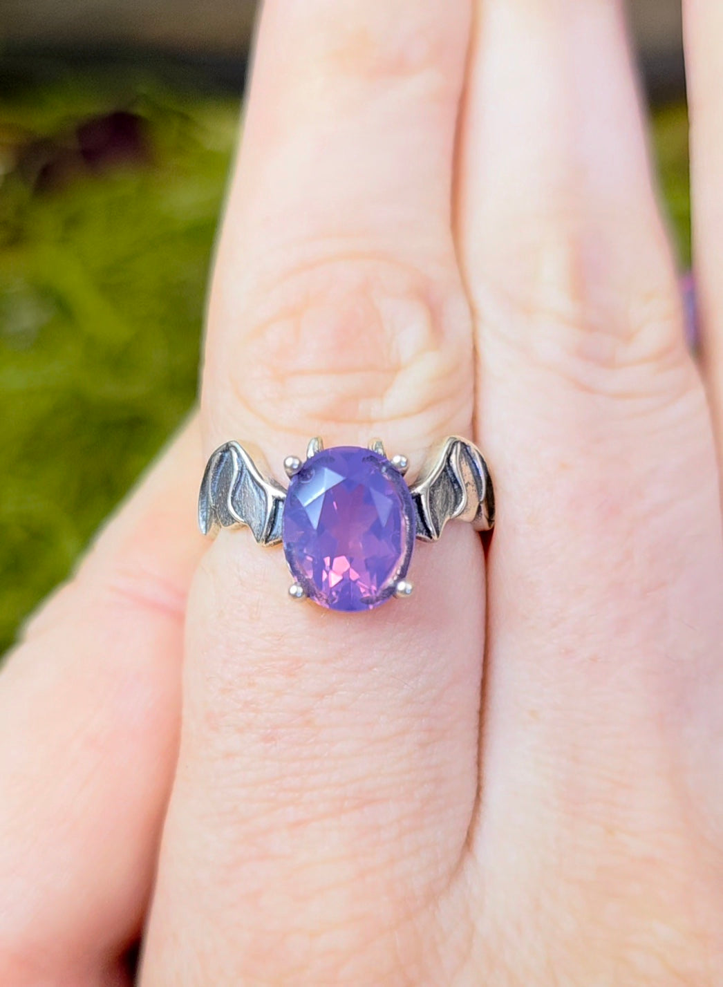 Lavender Moon Quartz Bat Ring