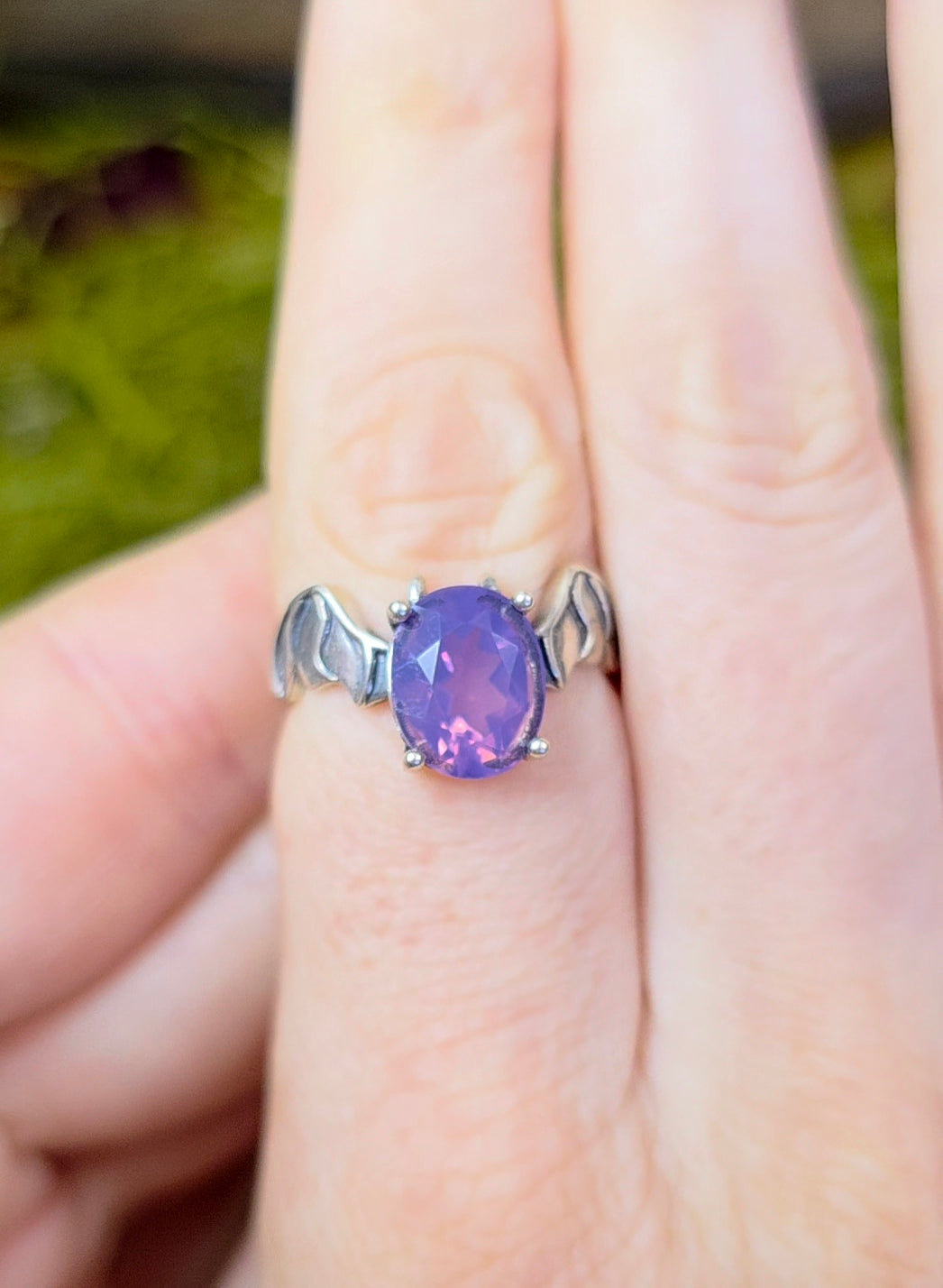 Lavender Moon Quartz Bat Ring