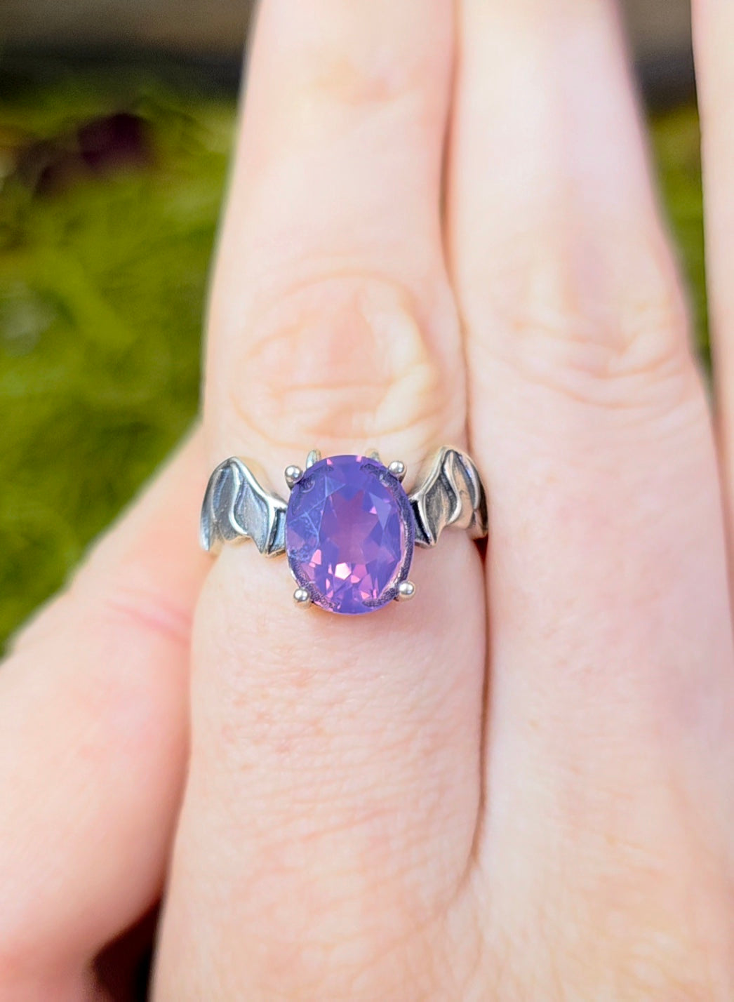 Lavender Moon Quartz Bat Ring