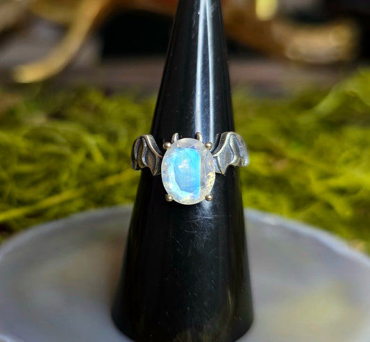 Rainbow Moonstone Bat Ring B