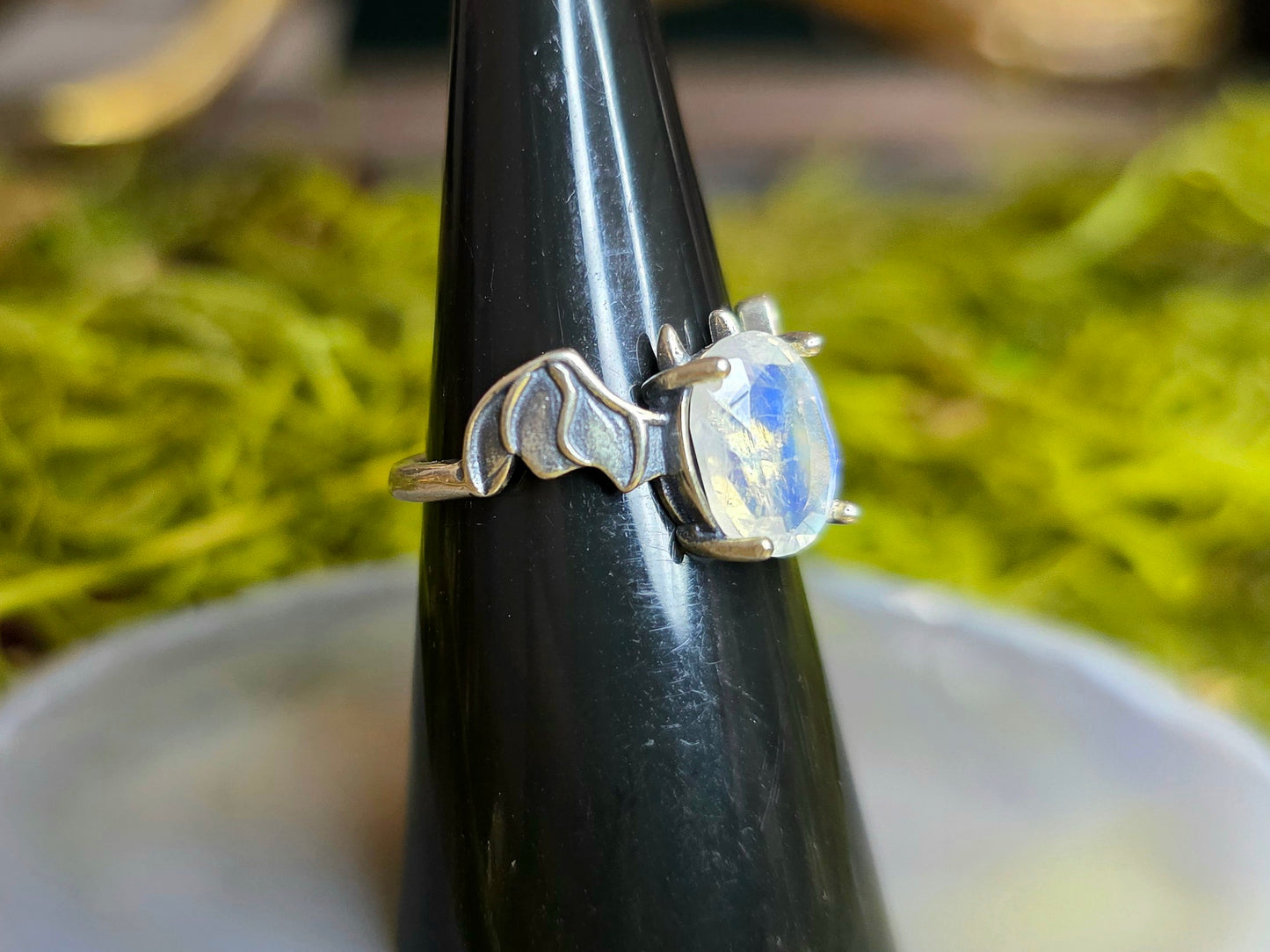 Rainbow Moonstone Bat Ring B