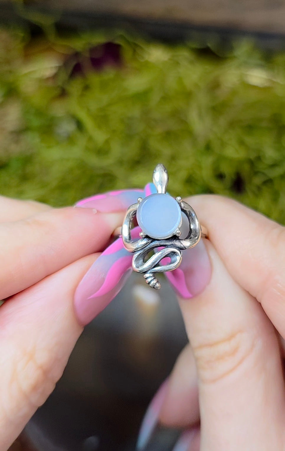 White Moonstone Rattlesnake Ring