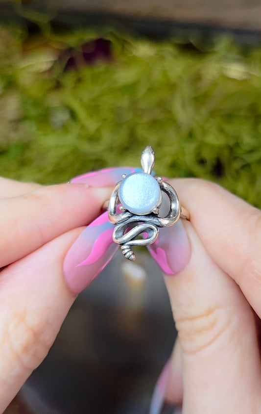 White Moonstone Rattlesnake Ring