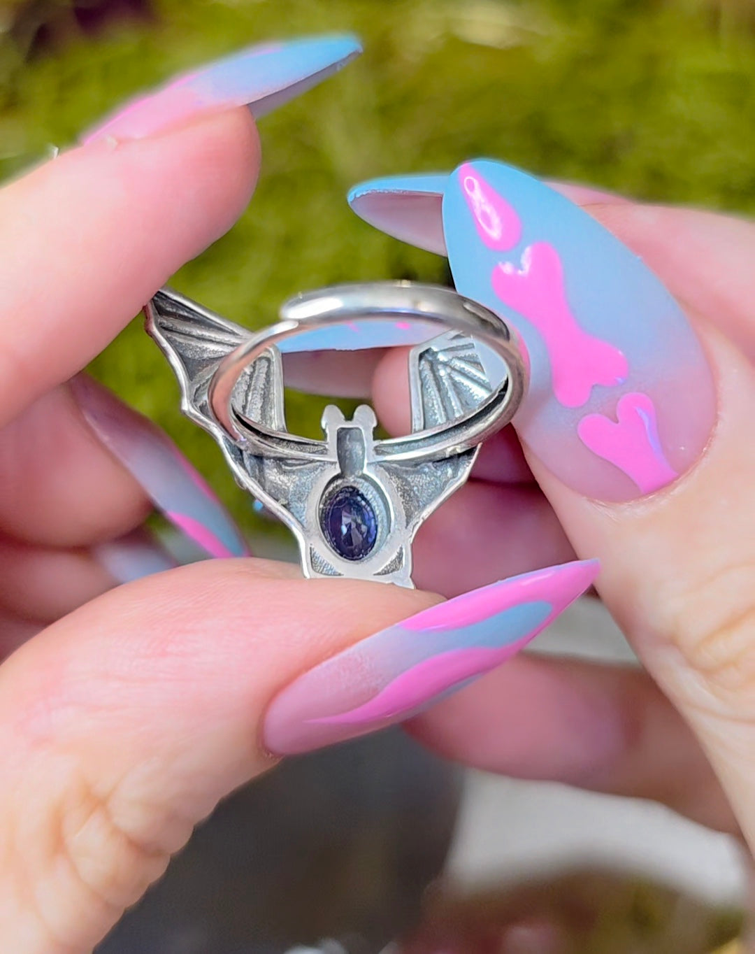 Blue Sapphire Bat Ring