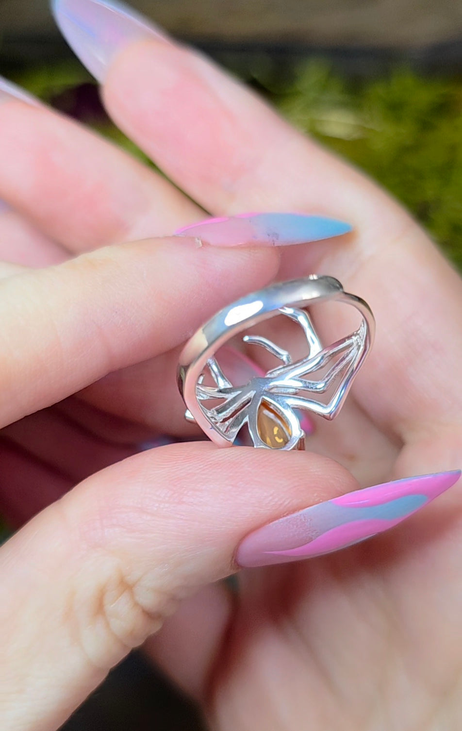 Blue Tourmaline Spider Ring
