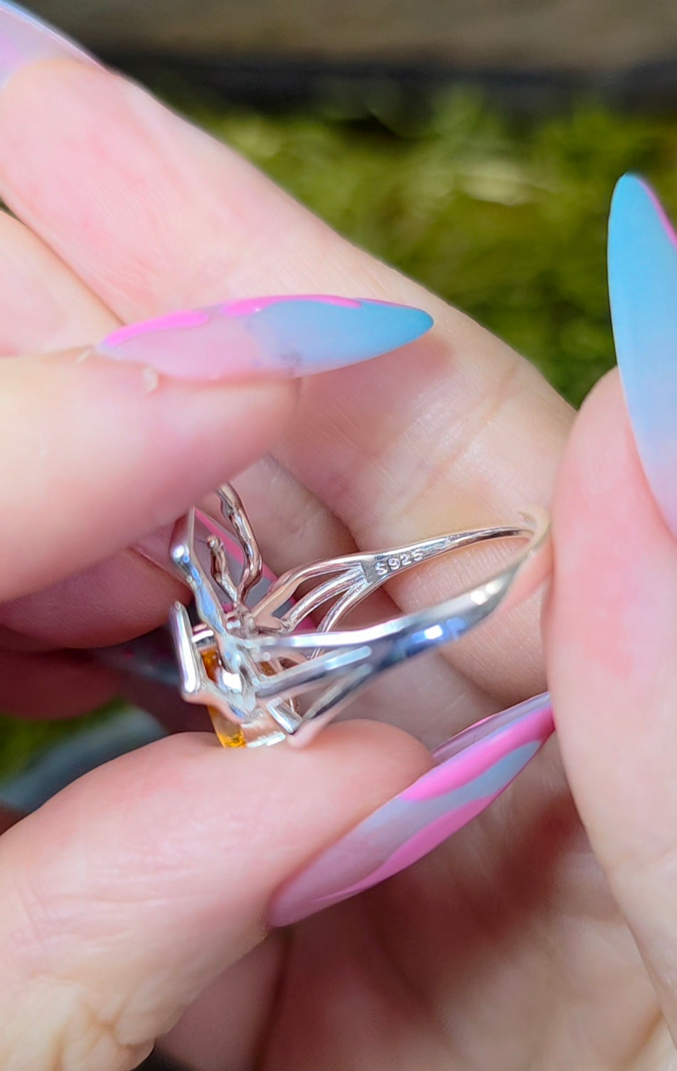 Blue Tourmaline Spider Ring