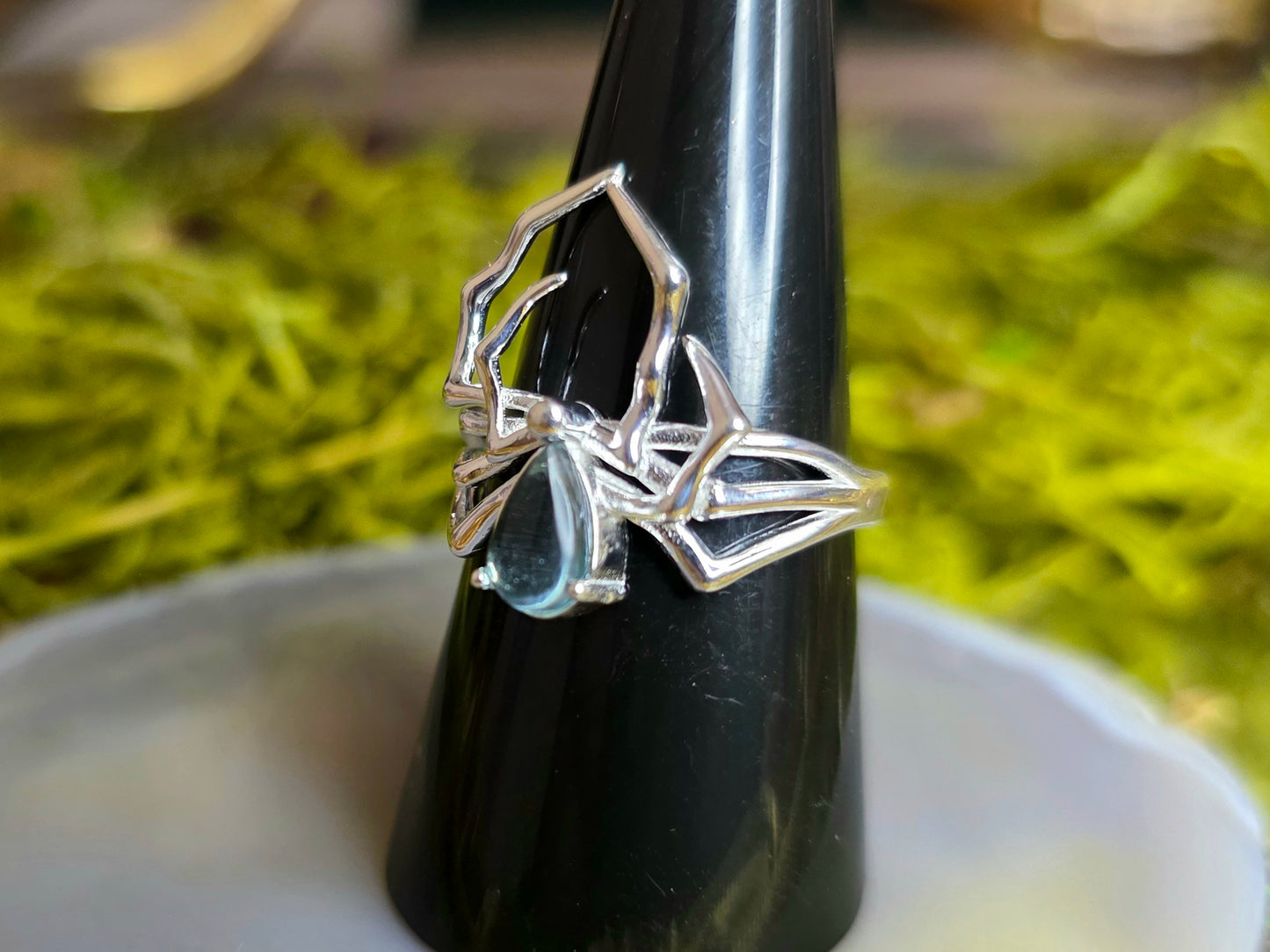 Blue Tourmaline Spider Ring