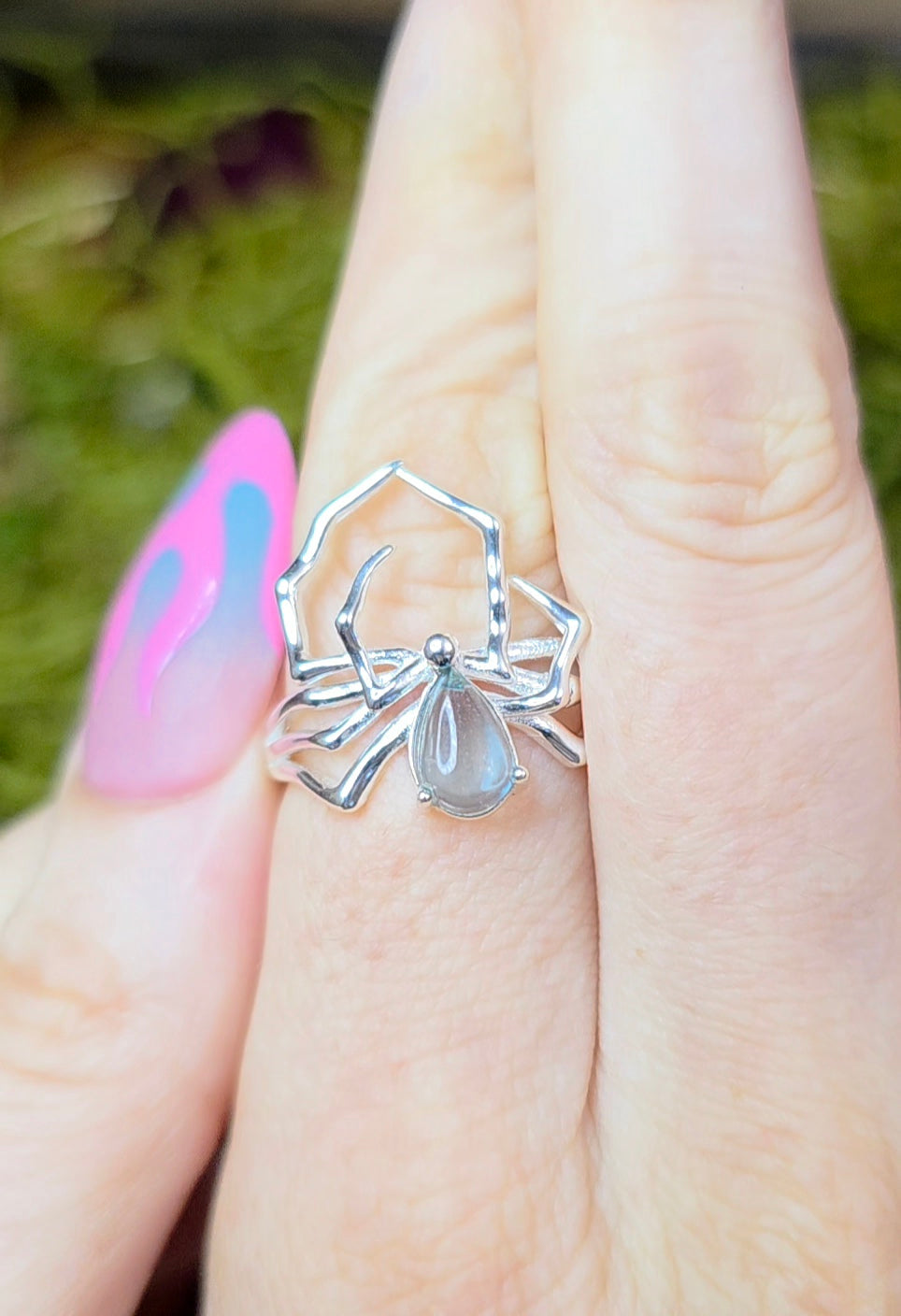 Blue Tourmaline Spider Ring