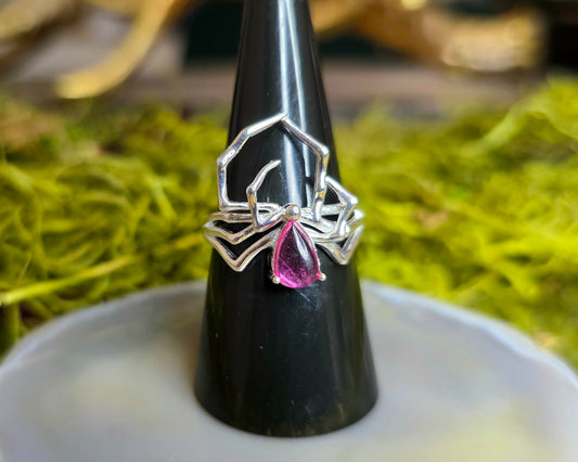 Pink Tourmaline Spider Ring