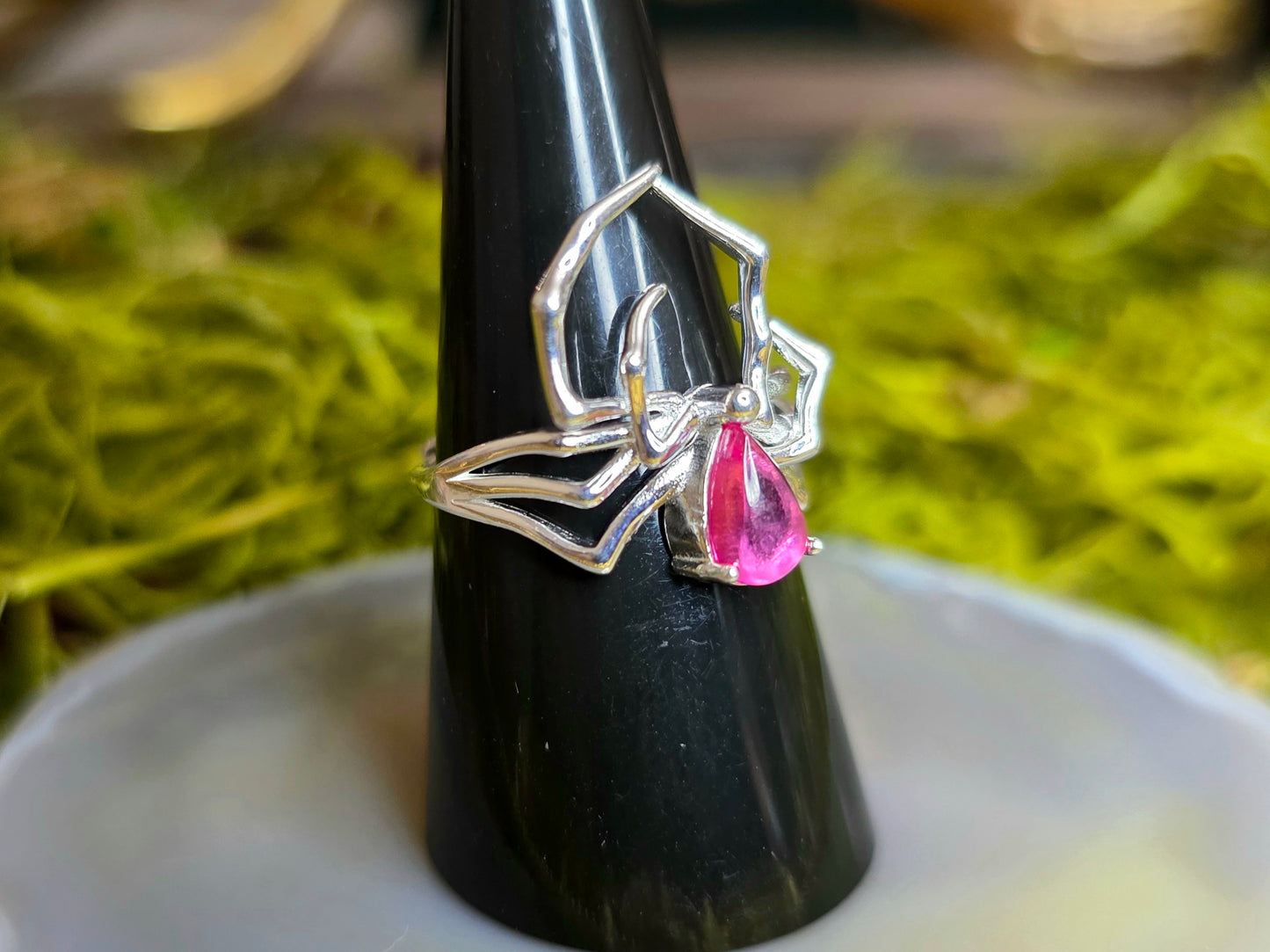 Pink Tourmaline Spider Ring