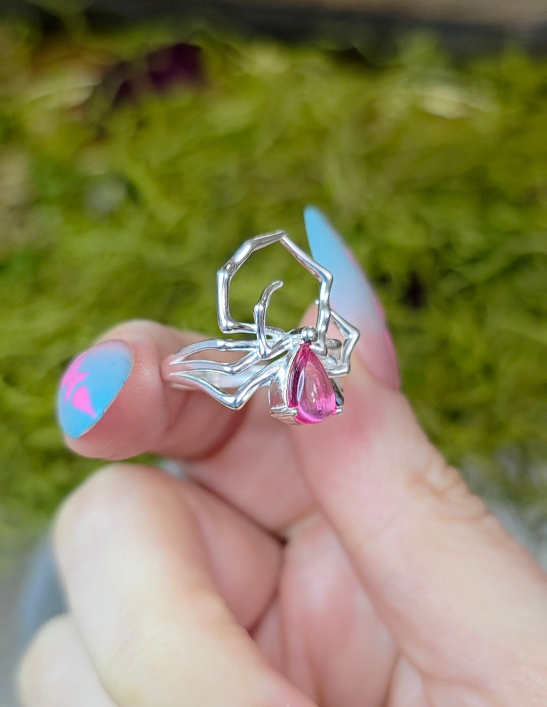 Pink Tourmaline Spider Ring