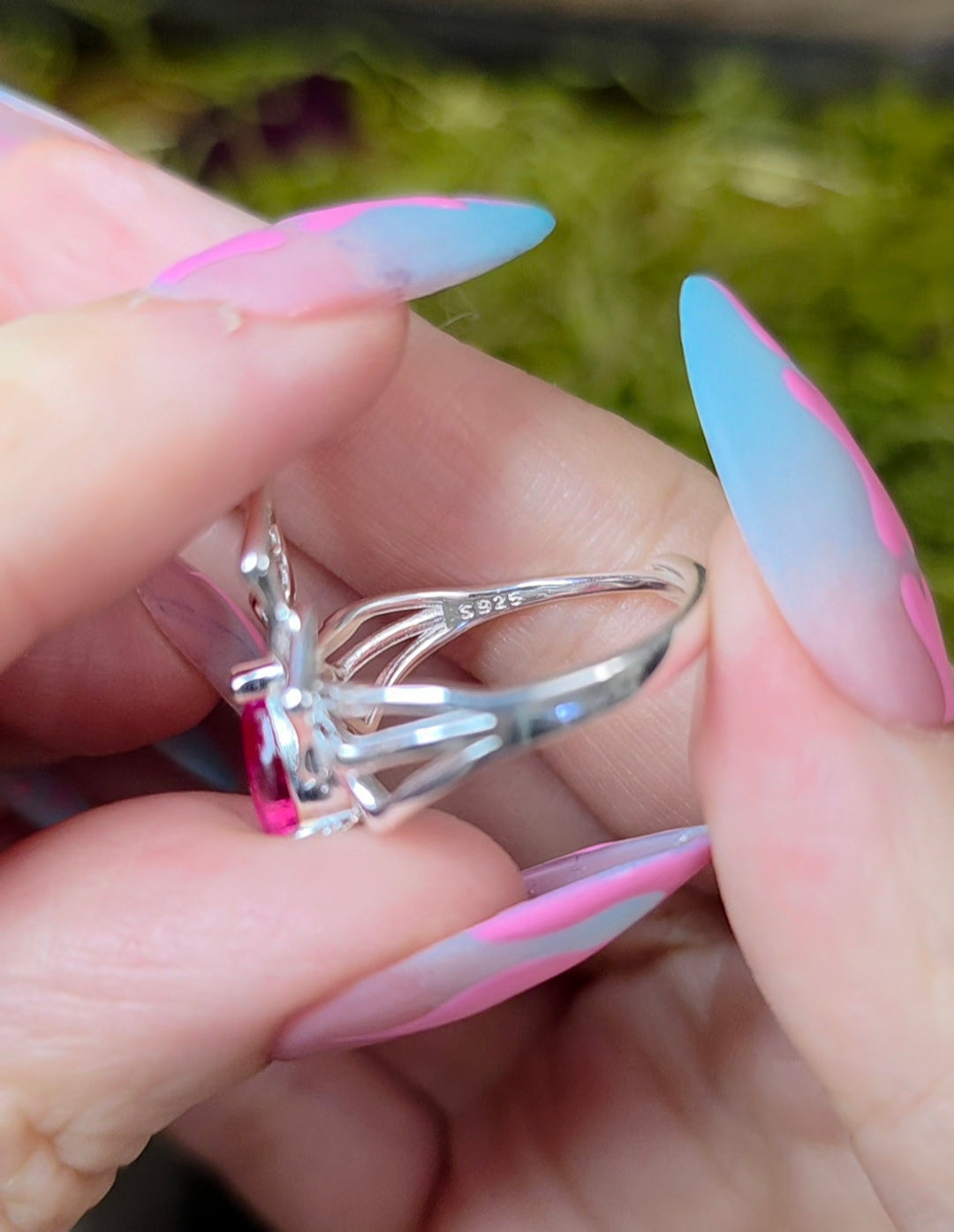 Pink Tourmaline Spider Ring