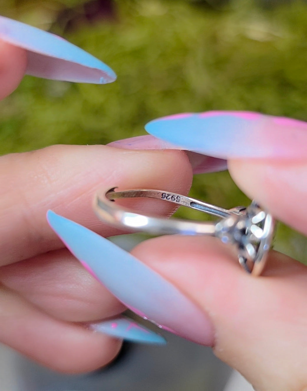Silver Moon and Peridot Ring B