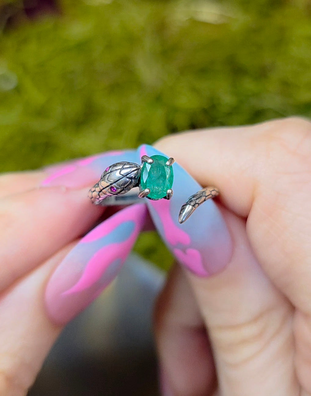 Emerald Snake Ring