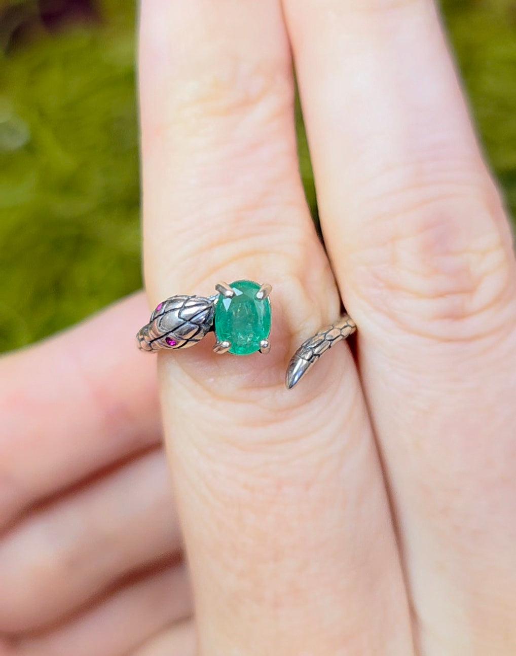 Emerald Snake Ring