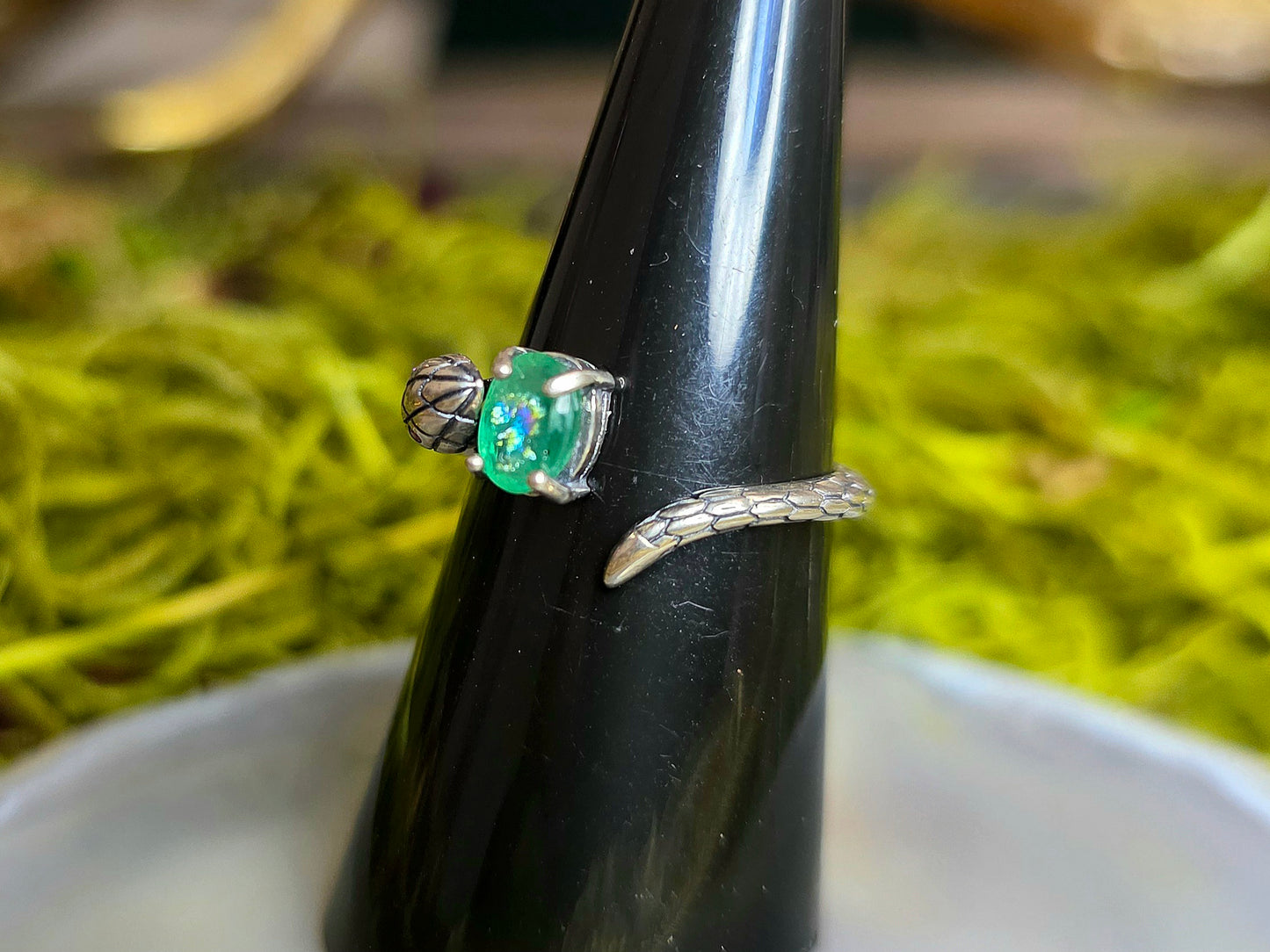 Emerald Snake Ring