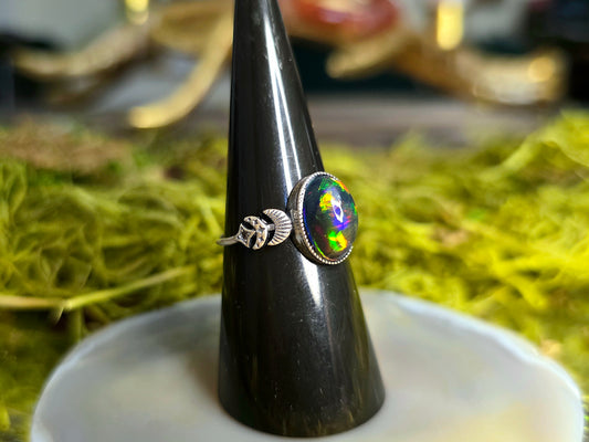Black Opal Moon Phase Ring