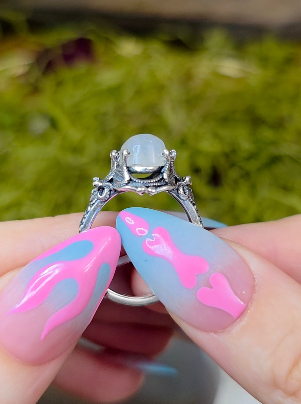 Rainbow Moonstone Medusa Ring A