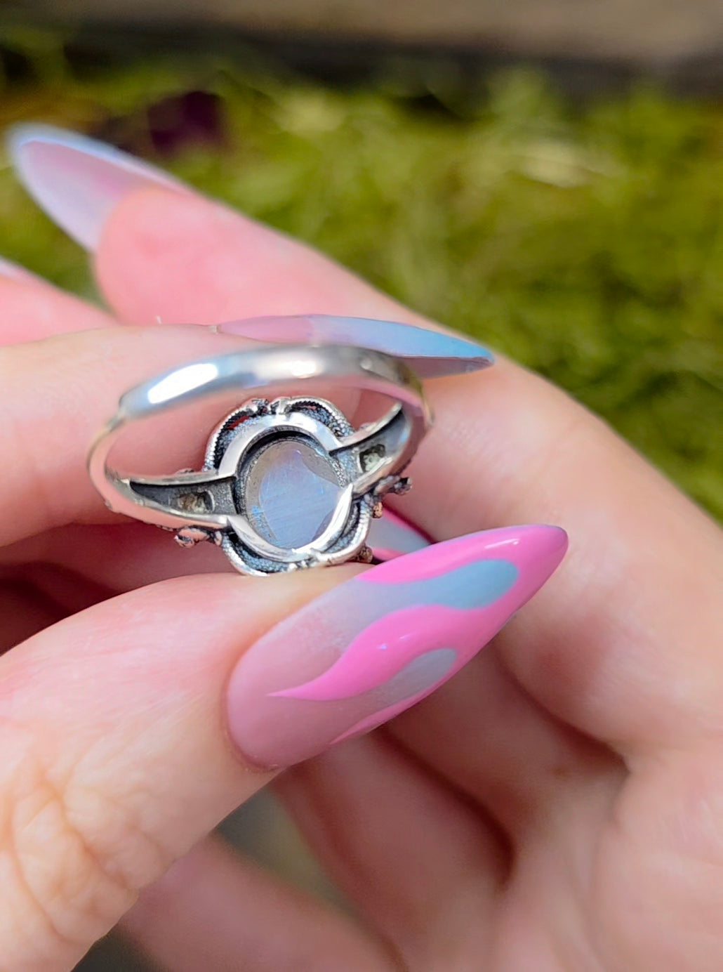 Rainbow Moonstone Medusa Ring A