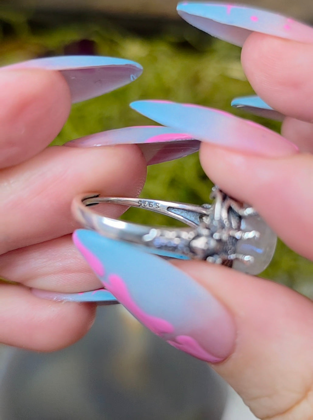 Rainbow Moonstone Medusa Ring A