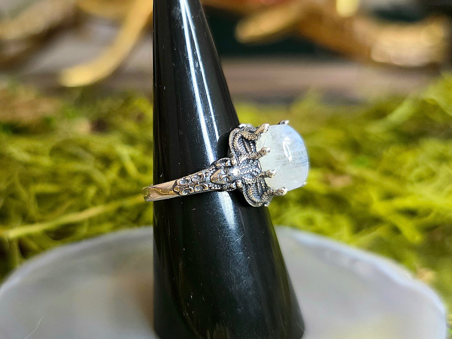 Rainbow Moonstone Medusa Ring A