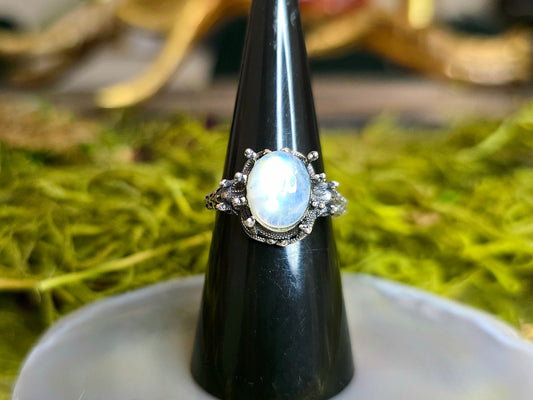 Rainbow Moonstone Medusa Ring B