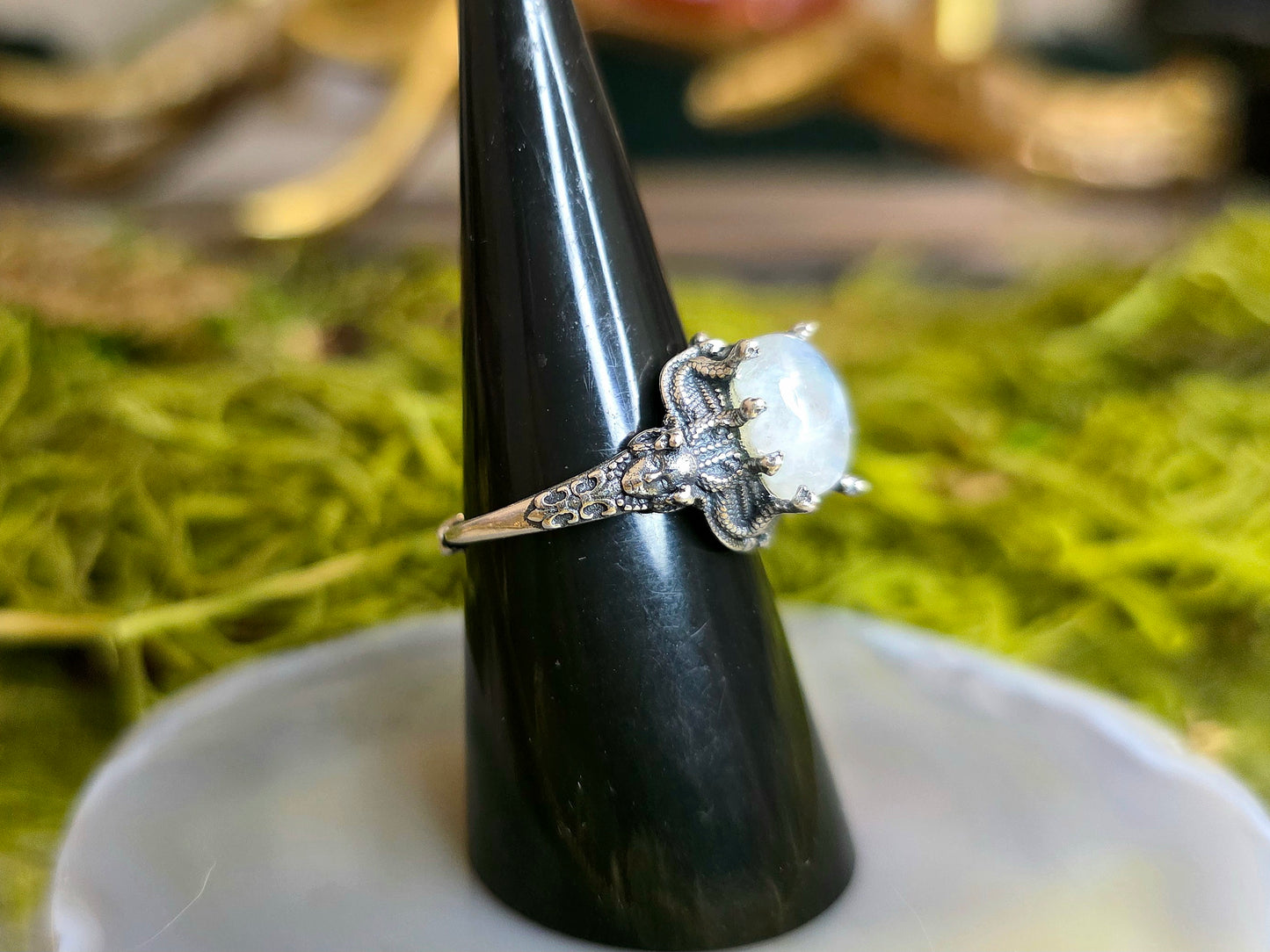 Rainbow Moonstone Medusa Ring B