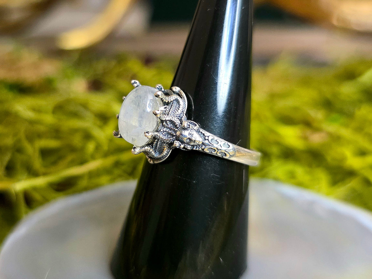 Rainbow Moonstone Medusa Ring B