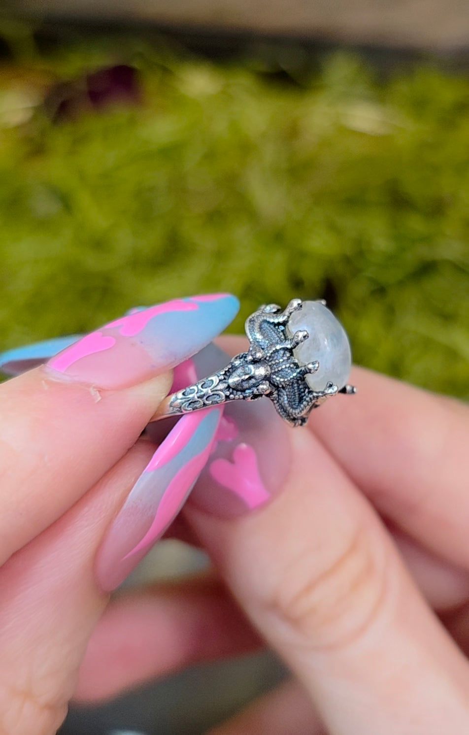 Rainbow Moonstone Medusa Ring B