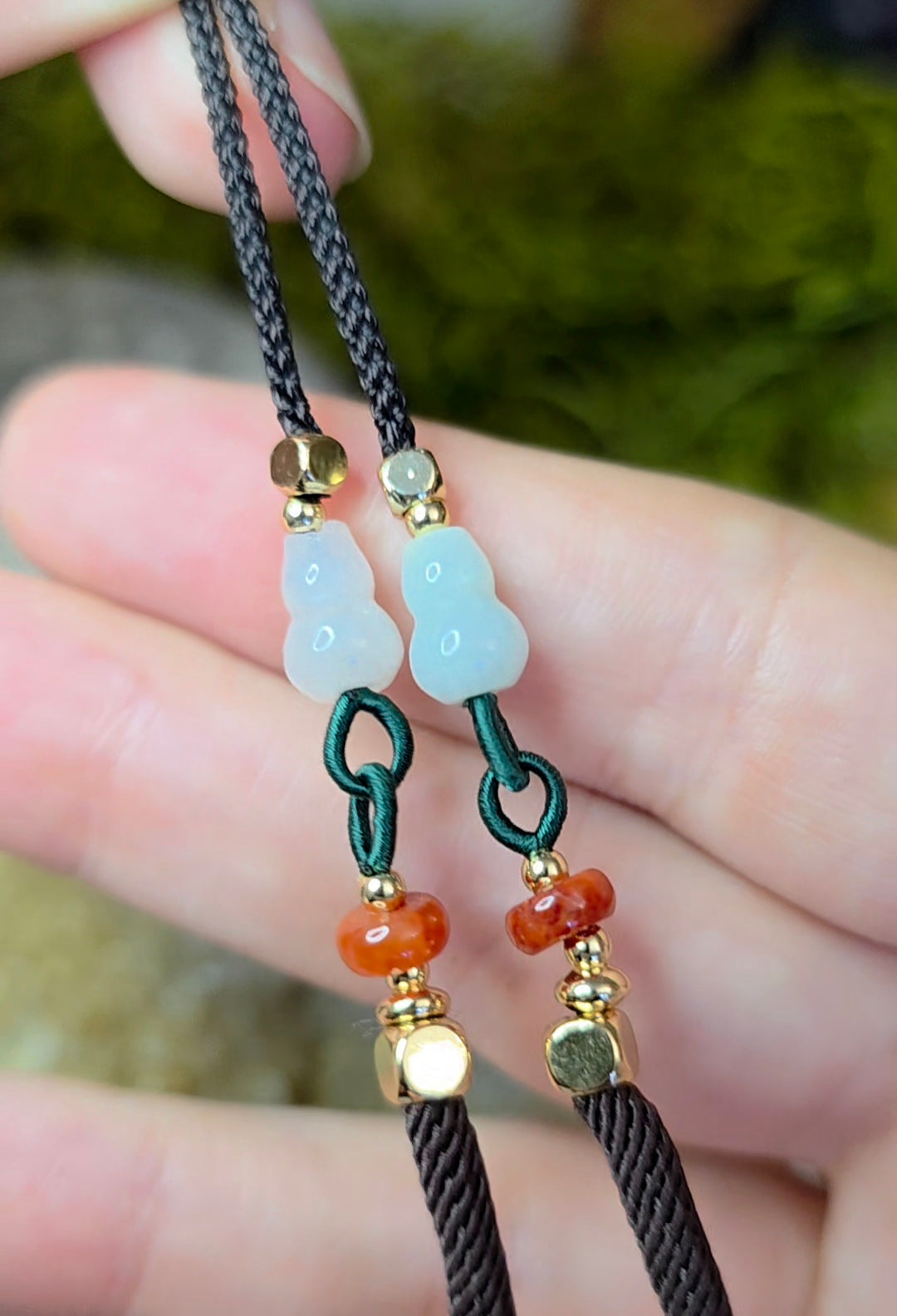 Black and White Jadeite Moth Pendant Necklace