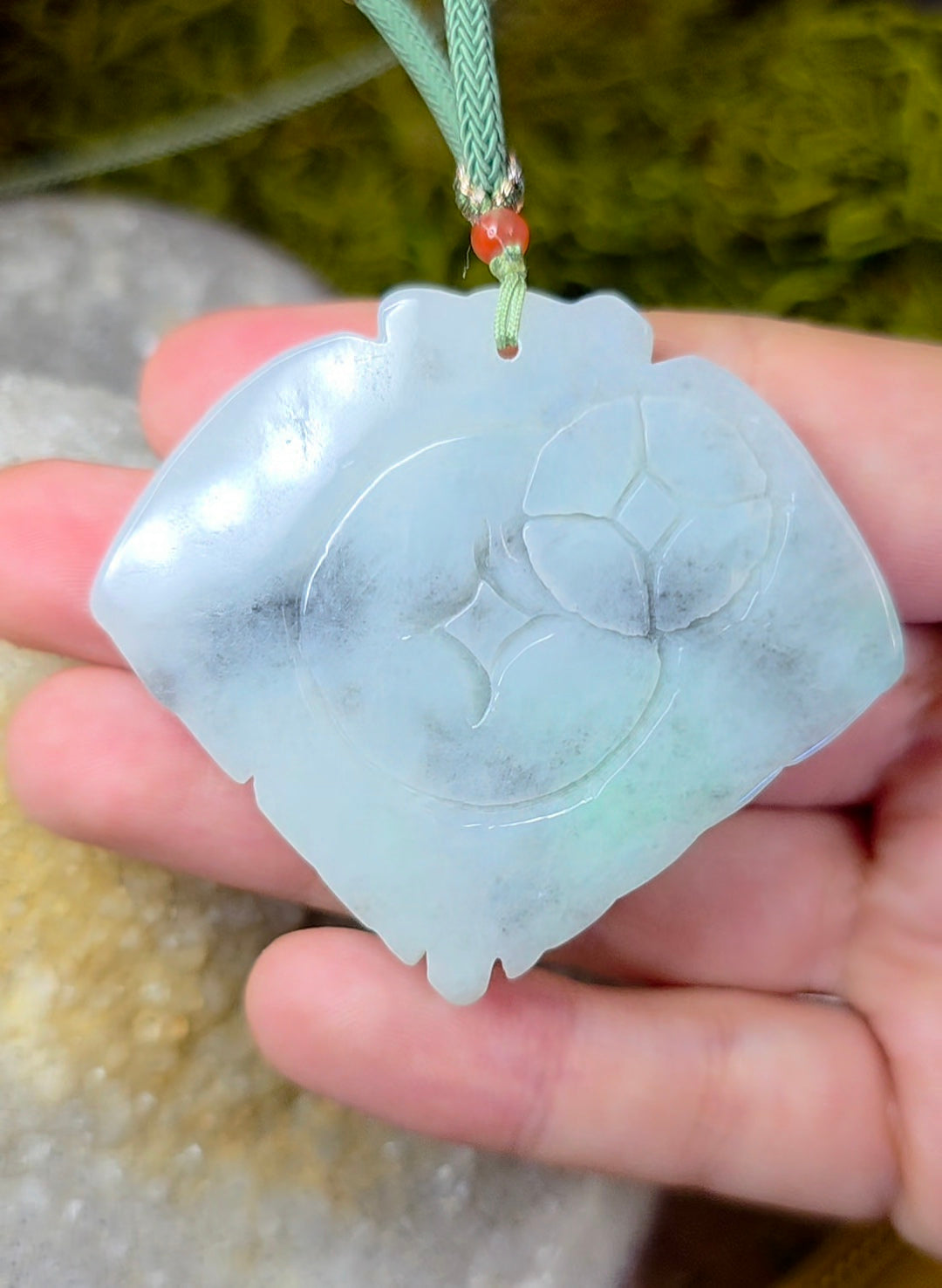 Black and Green Jadeite Moth Pendant Necklace A