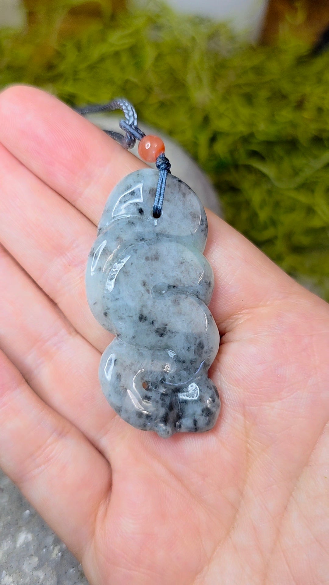 Black and White Jadeite Snake Pendant Necklace