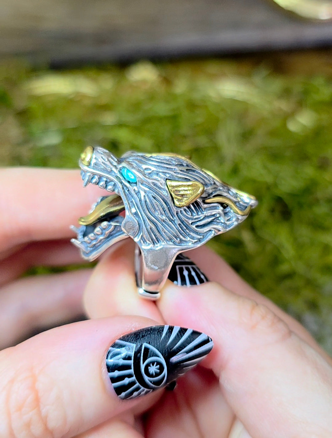 Turquoise-Eyed Werewolf Ring