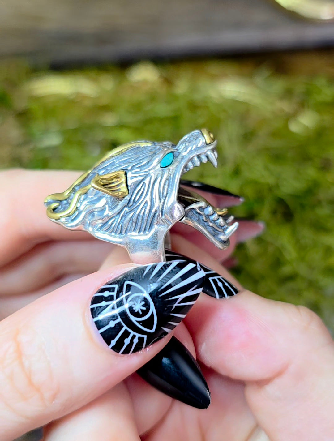 Turquoise-Eyed Werewolf Ring