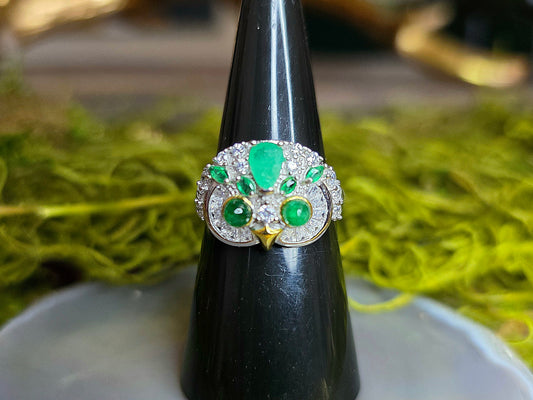 Emerald Owl Ring