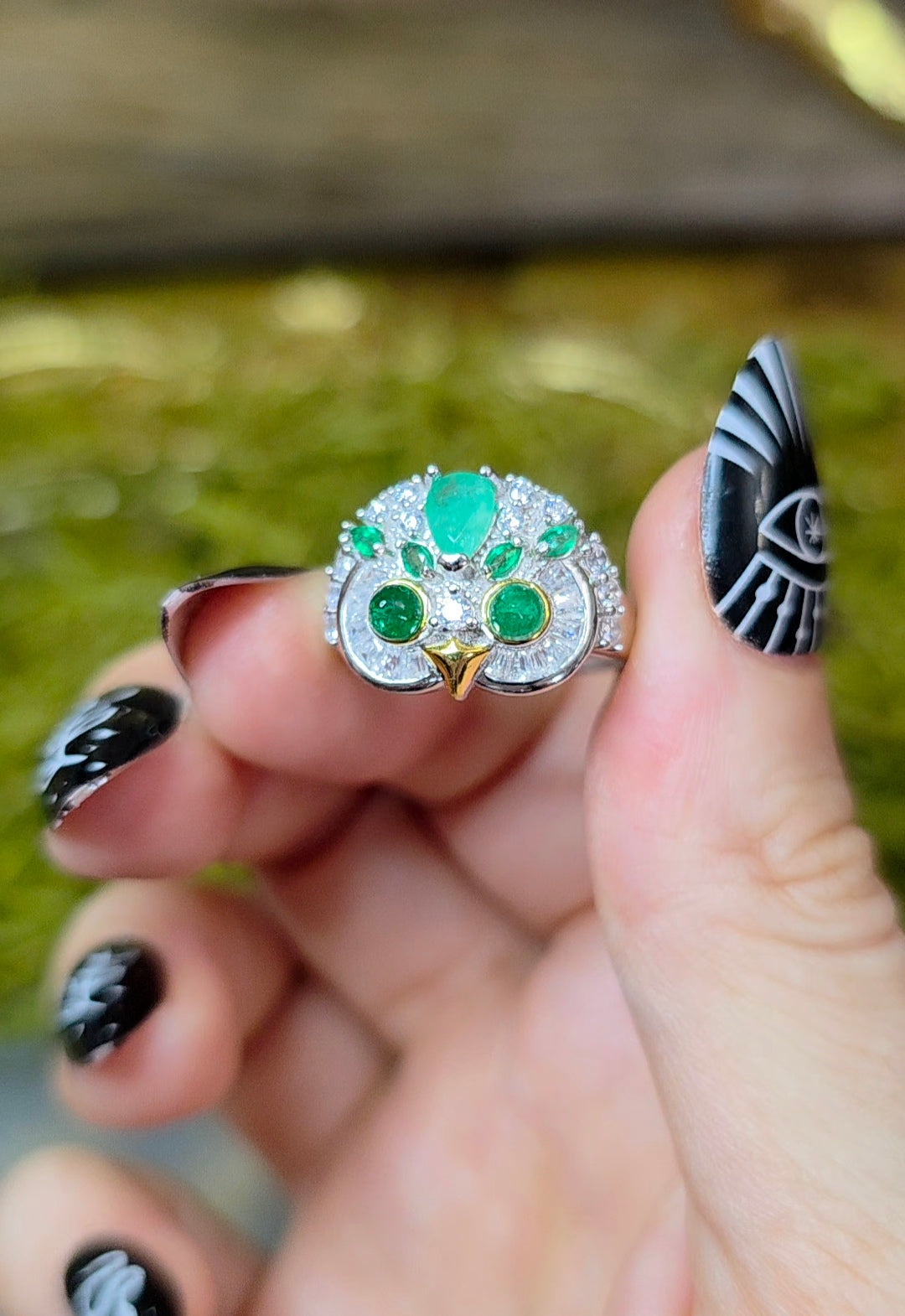 Emerald Owl Ring