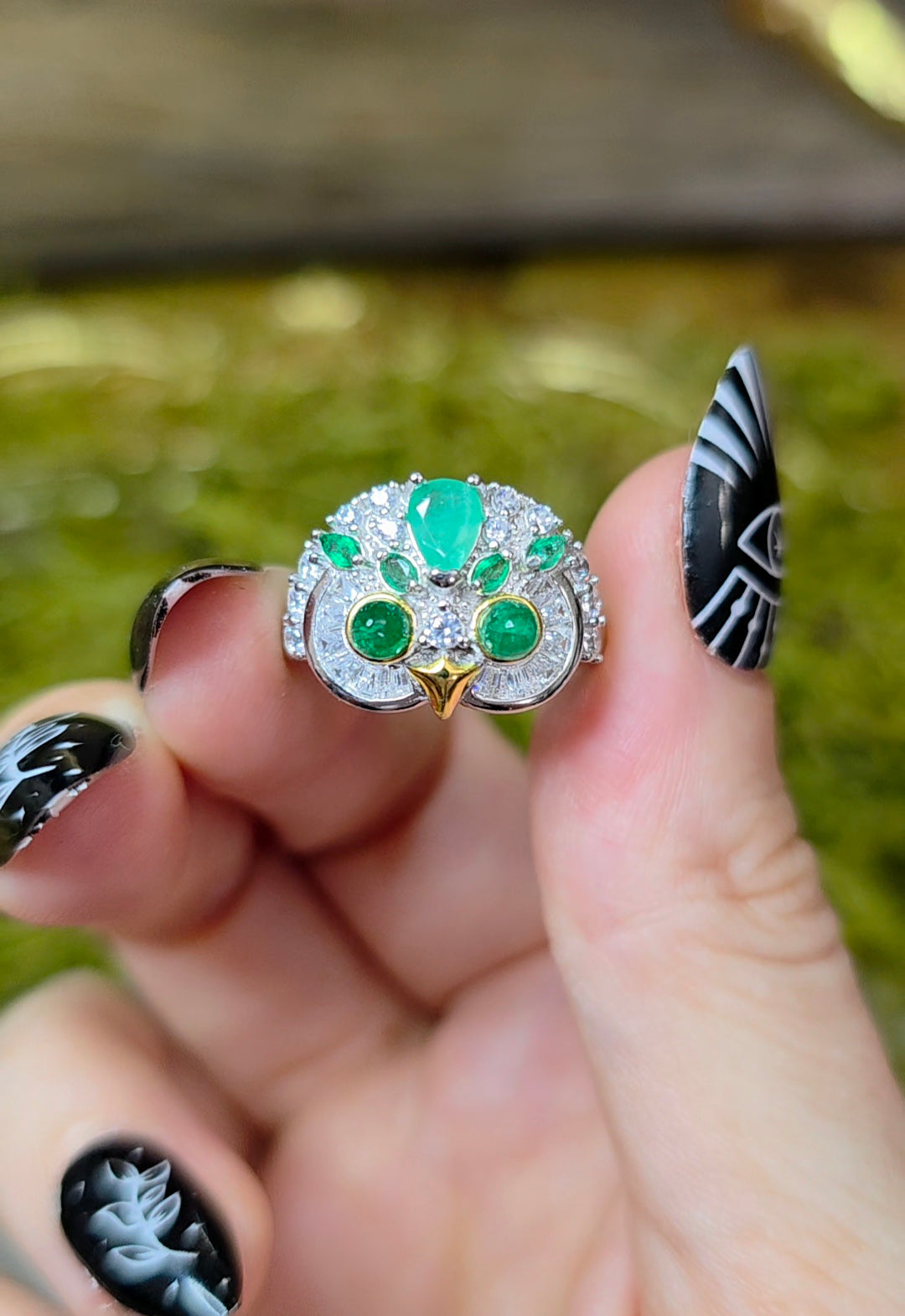 Emerald Owl Ring