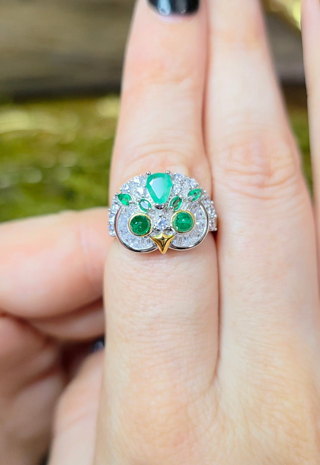 Emerald Owl Ring