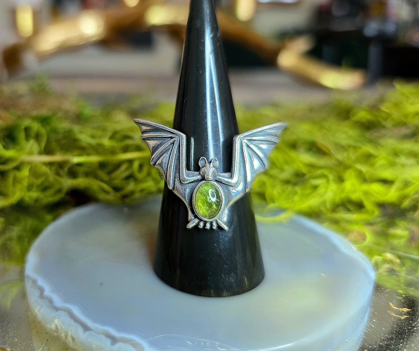 Green Garnet Bat Ring