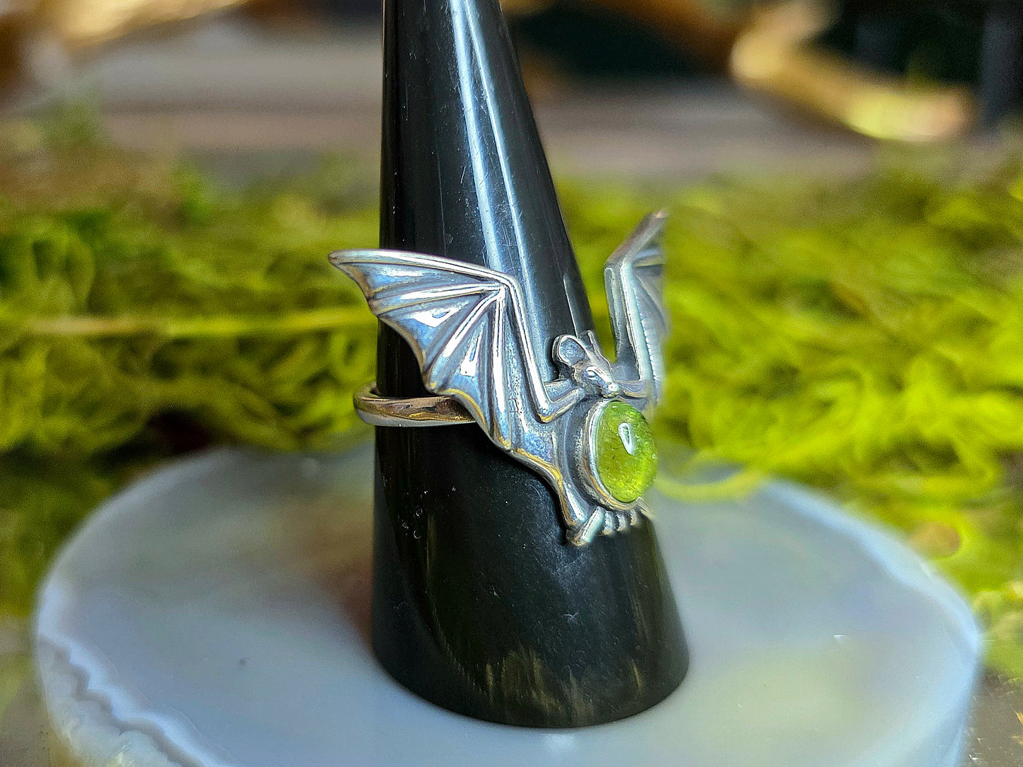 Green Garnet Bat Ring