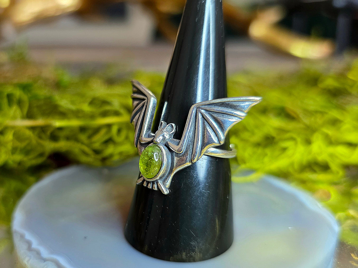 Green Garnet Bat Ring