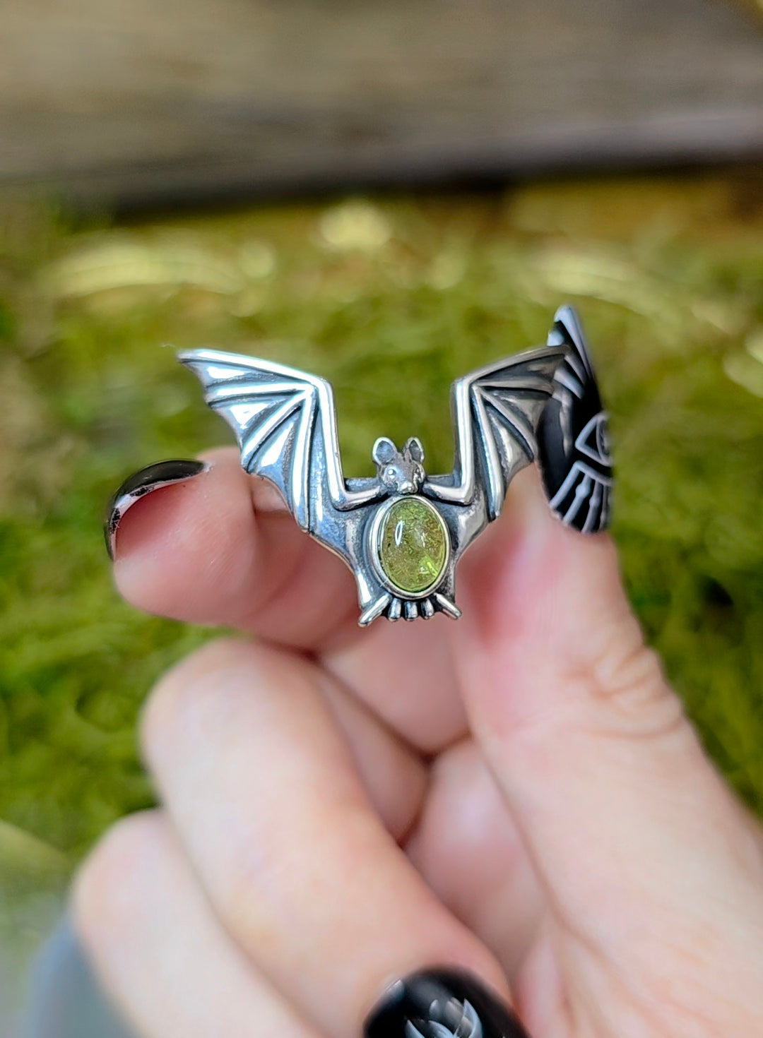 Green Garnet Bat Ring